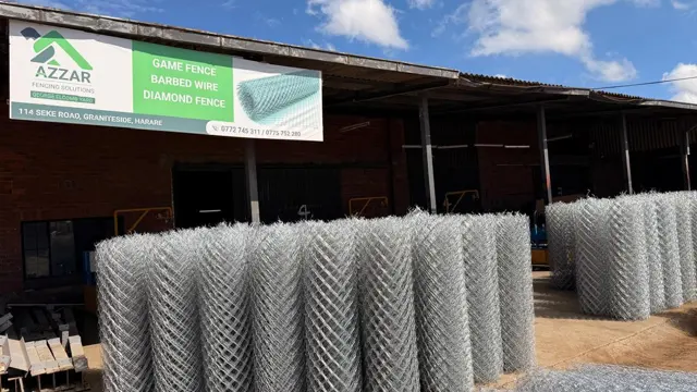 Diamond mesh fencing rolls at the Azzar yard in Harare